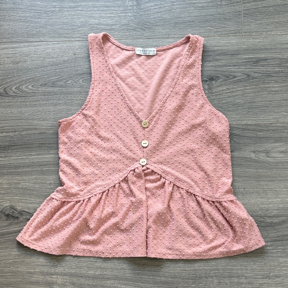 Paper Crane Blush Textured Tank Top Blouse